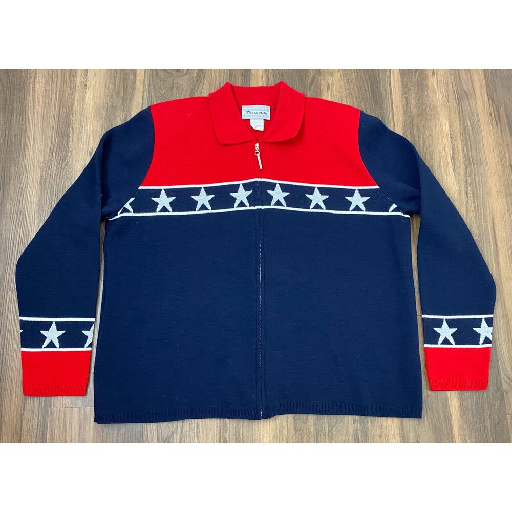 VTG Women Prosperity  Knitwear Karen Lessly USA Houston Texans sweater jacket L